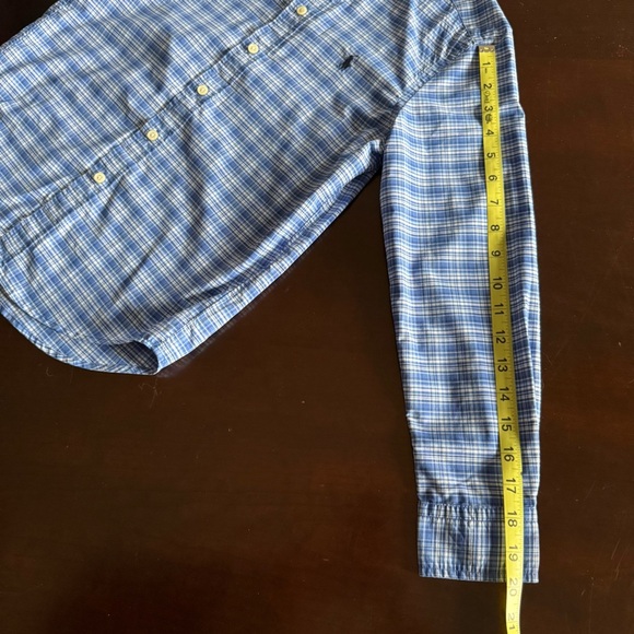 Ralph Lauren Performance Blue Plaid Boy's Medium 10-12 Button Down Spring Shirt - Picture 4 of 10
